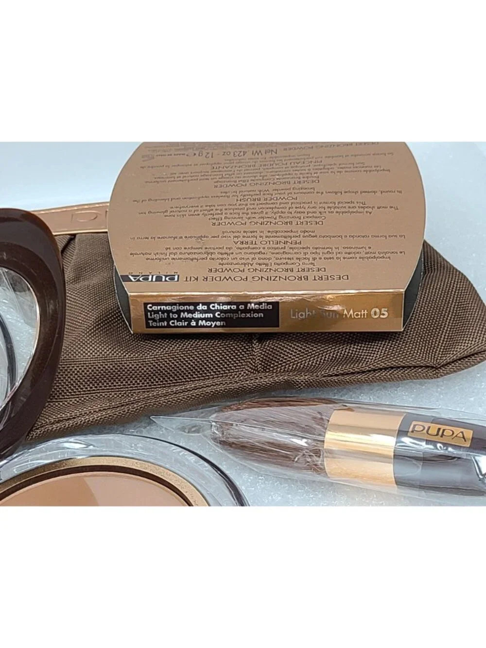 Pupa Milano Desert Bronzing Powder Kit 05 Light Sun Matt: w/Mini Brush & Makeup